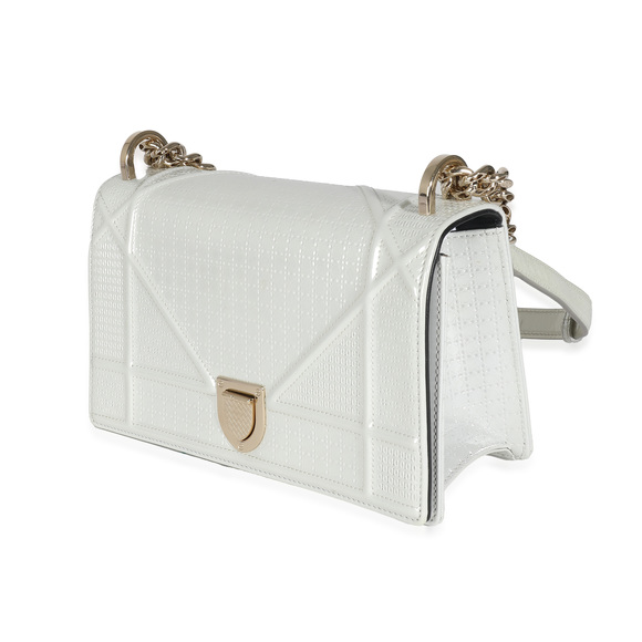 Christian Dior White Micro Cannage Patent Small Diorama Flap Bag - Picture 3 of 7